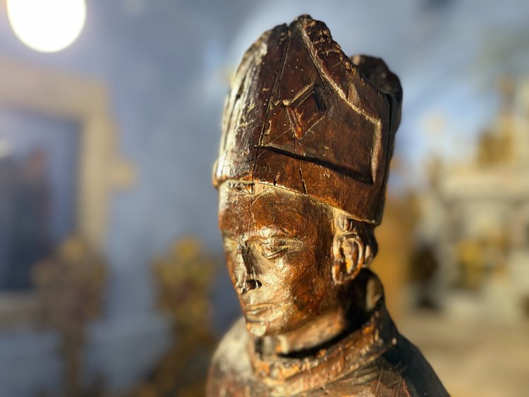 15th Century Bust Of Saint Bishop