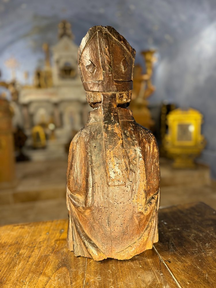 15th Century Bust Of Saint Bishop