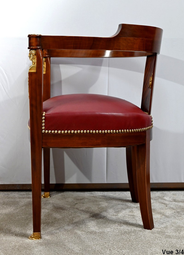 Light Mahogany Desk Armchair, Retour d'Égypte style - Mid-19th century