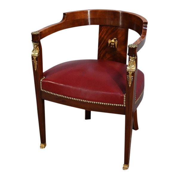 Light Mahogany Desk Armchair, Retour d'Égypte style - Mid-19th century