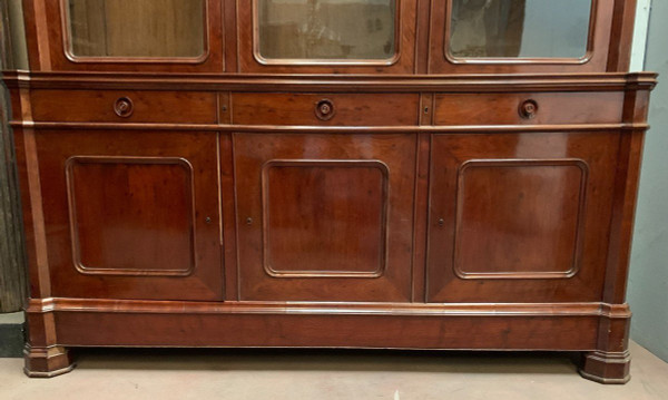 Showcase Cabinet In Two Bodies Napoleon III Mahogany And Veneer XIX Century