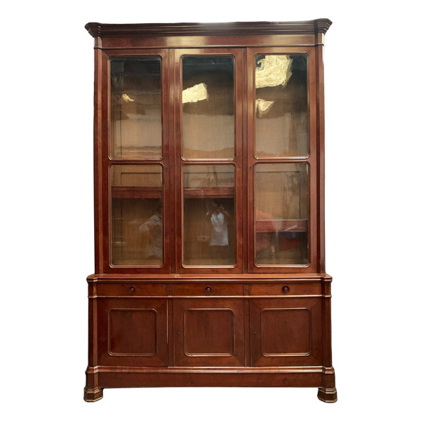 Showcase Cabinet In Two Bodies Napoleon III Mahogany And Veneer XIX Century