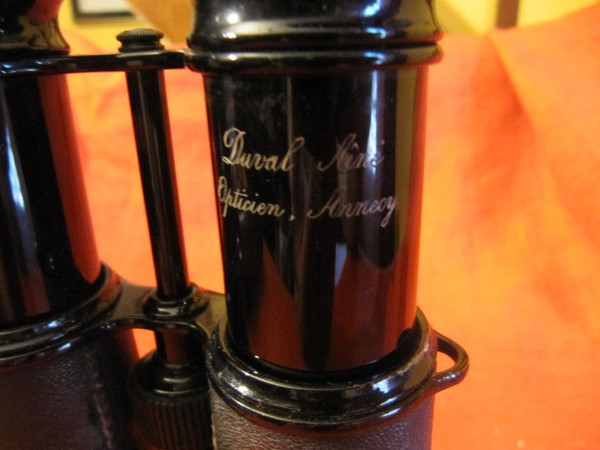 Superior military artillery binocular with box made by Duval Ainé in Annecy.