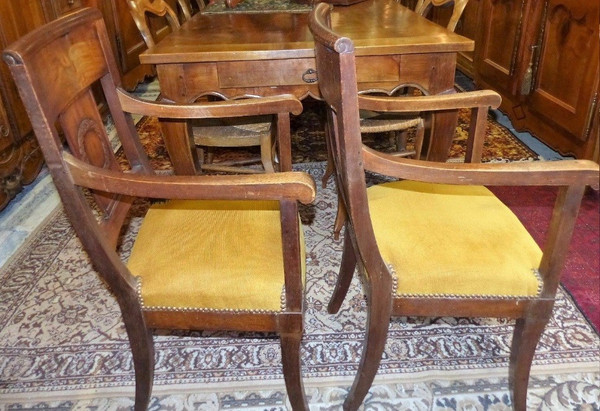 Pair of 19th century Empire armchairs in natural wood