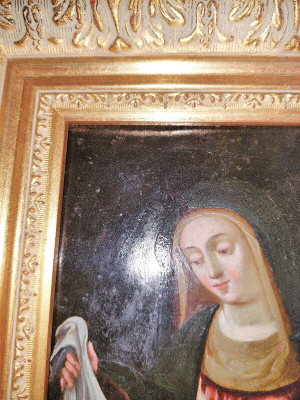 Painting Italian School The Virgin and Child Oil on Copper From the 18th Century