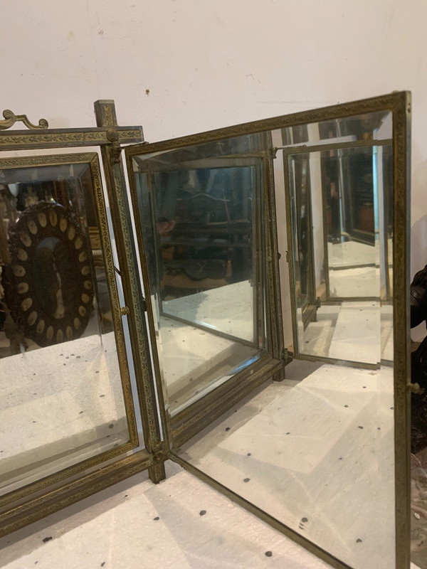 Triptych Mirror In Gilded Bronze XX Century