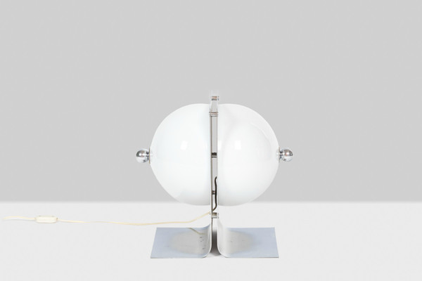 Table lamp in polished and opaline metal, 1970s