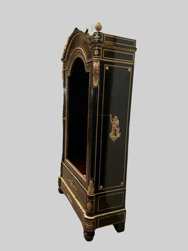 Vitrine d'Apparat Napoléon III En Bois Noir Et Bronze Ciselé Doré XIX Siècle