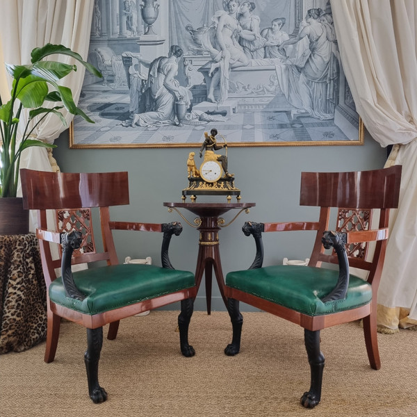 Jacob Frères, pair of Consulate period cabinet armchairs.