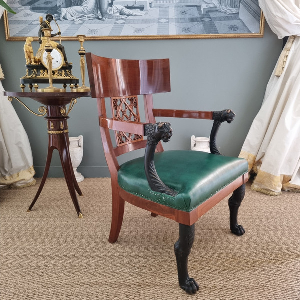 Jacob Frères, pair of Consulate period cabinet armchairs.