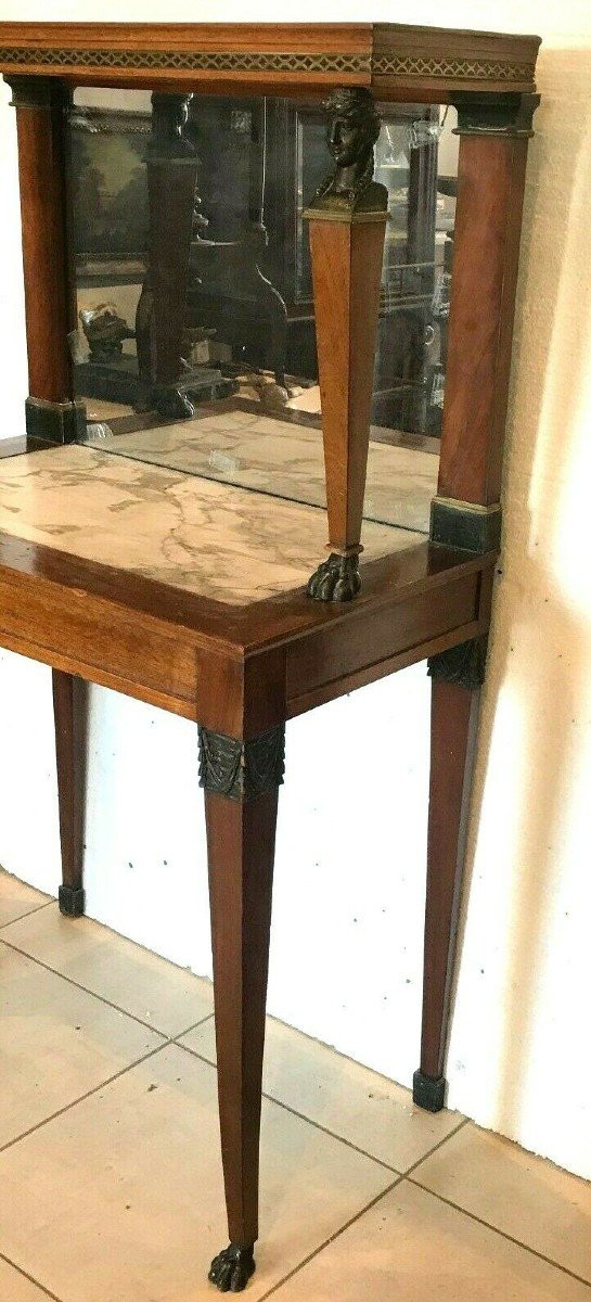 Console A Fond De Miroir d'époque Empire En Acajou XIX Siècle