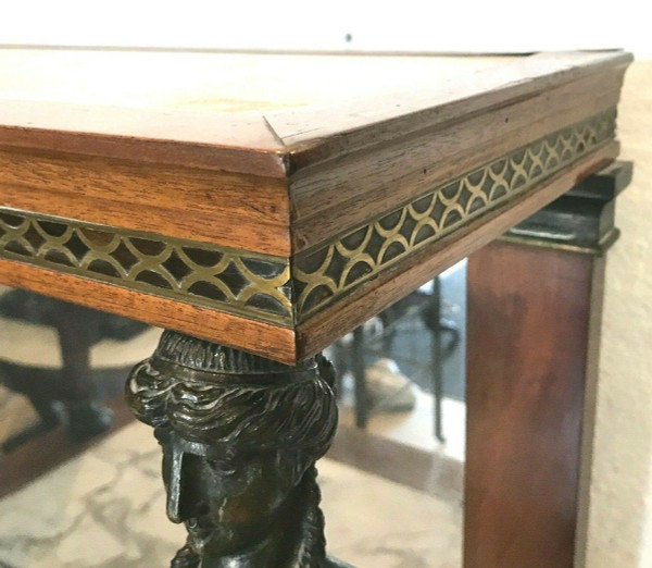 Console A Fond De Miroir d'époque Empire En Acajou XIX Siècle