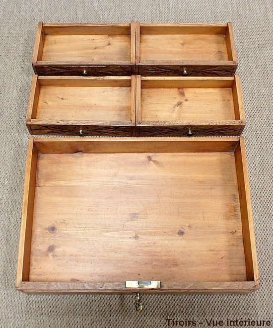 Rare small stepped children's desk in solid oak - late 19th century