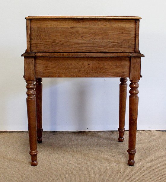 Rare small stepped children's desk in solid oak - late 19th century