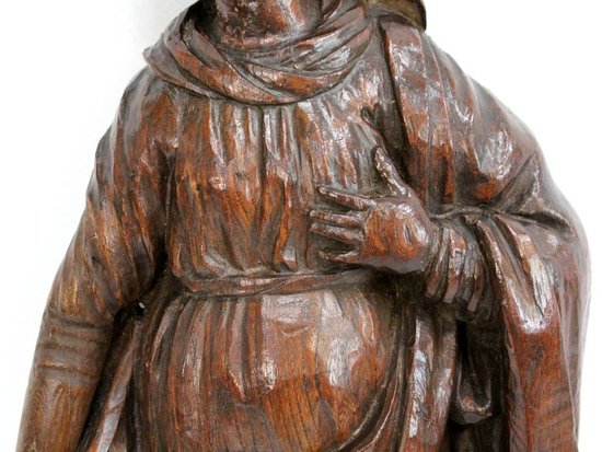 Oak statue of a Saint - 19th century