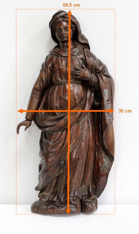 Oak statue of a Saint - 19th century