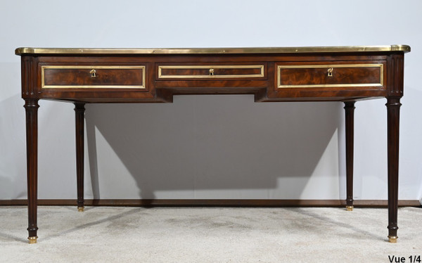 Mahogany flat desk, Louis XVI style - 1st Part of the XIXth century