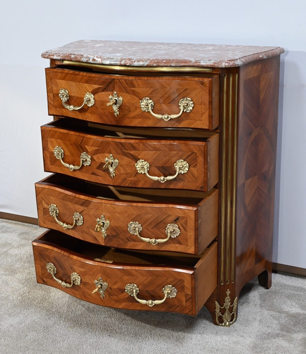 Small Violet and Rosewood Tombeaux Chest of Drawers, Louis XIV style - 2nd half of the 19th century