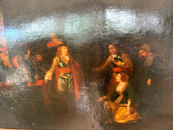 Oil On Canvas Animated Scene Of Characters XIX Century