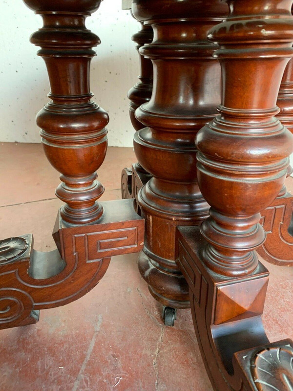 Table A Pied Central Napoléon III Mahogany XIX Siècle