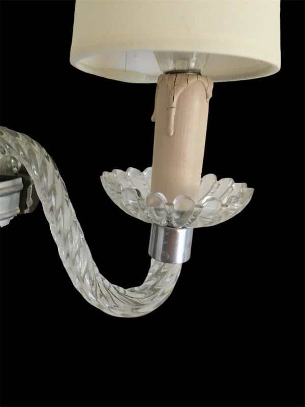 Pair of Wall Sconces, in twisted and cut glass - Created in the 1950s