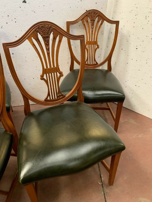 Suite Of Six Chairs In Natural Wood Model With Ears Of Wheat XX Century