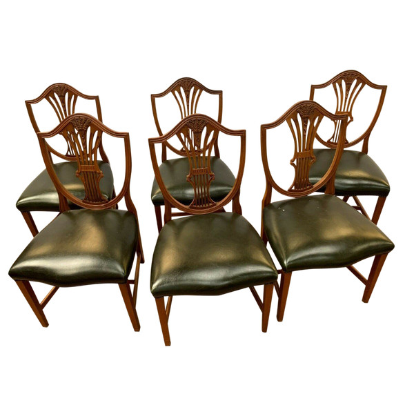 Suite Of Six Chairs In Natural Wood Model With Ears Of Wheat XX Century