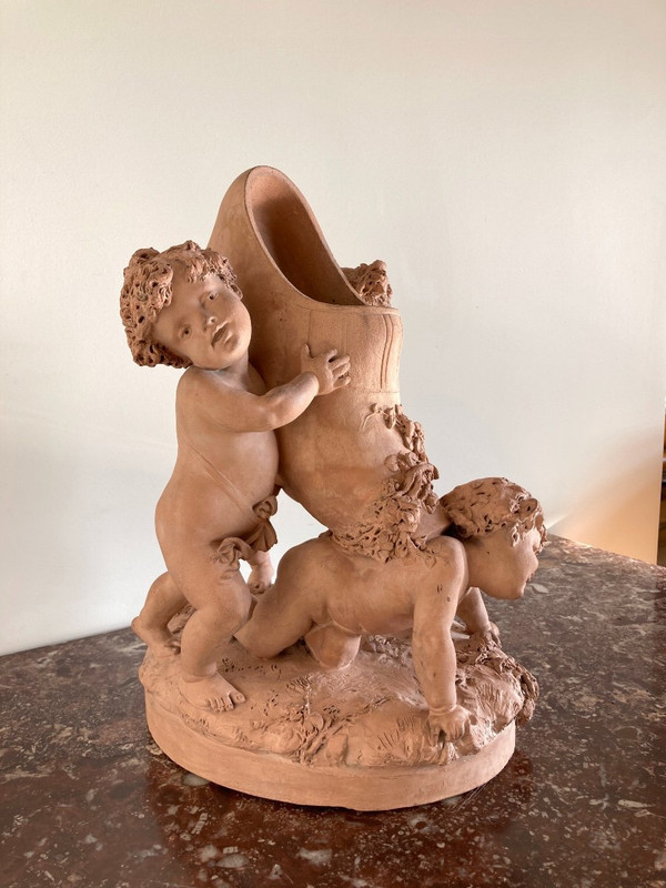 Terracotta by Luca Madrassi (1848- 1919) - Allegory with Flowers and Putti