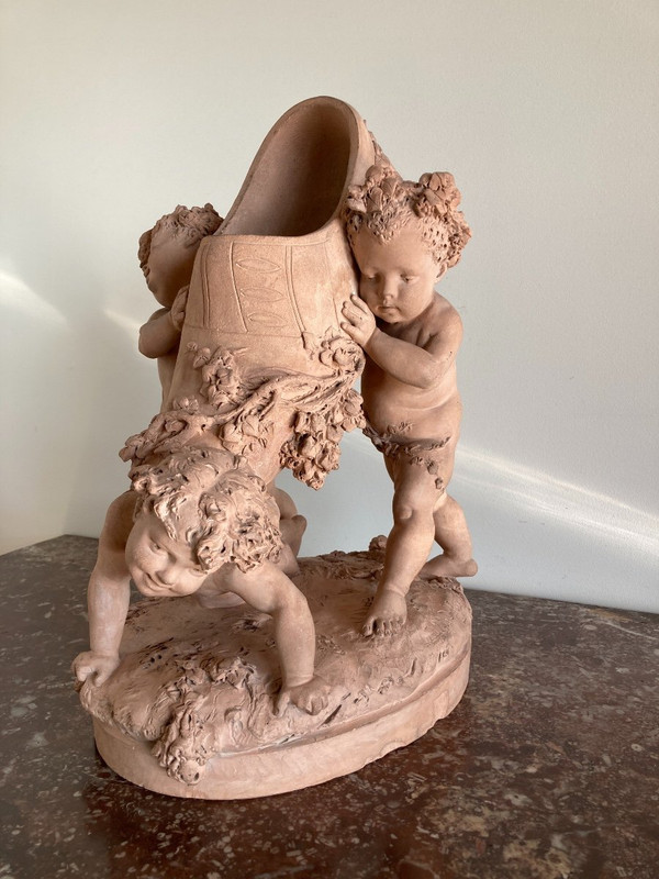 Terracotta by Luca Madrassi (1848- 1919) - Allegory with Flowers and Putti