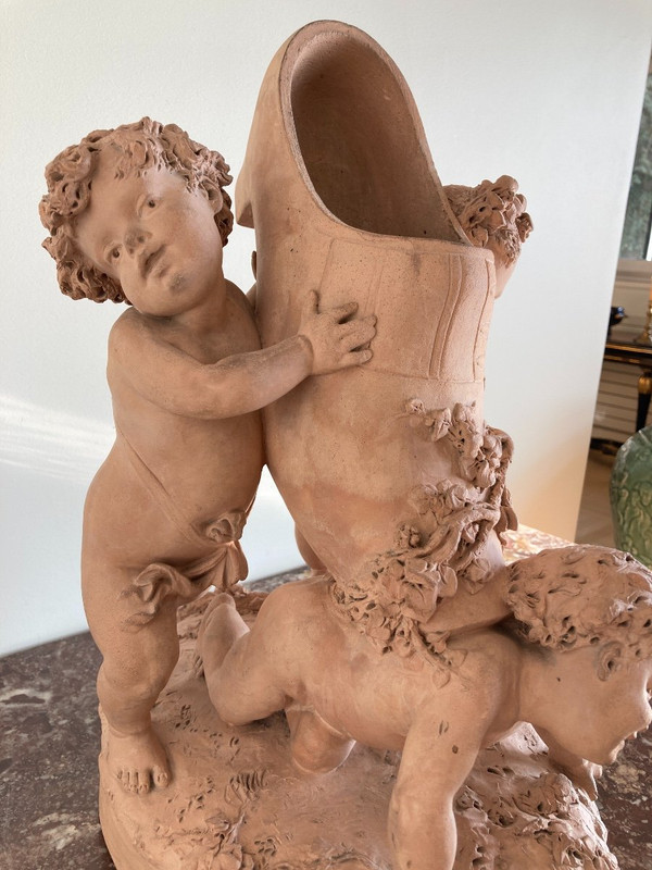 Terracotta by Luca Madrassi (1848- 1919) - Allegory with Flowers and Putti