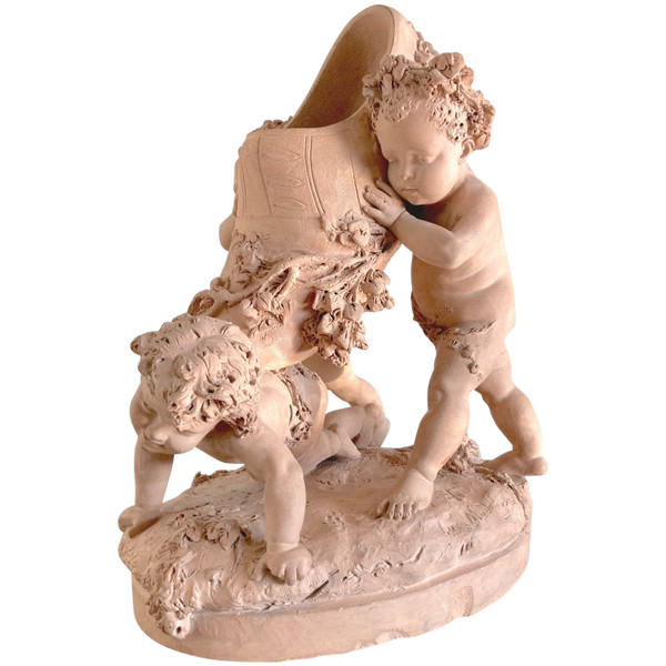 Terracotta by Luca Madrassi (1848- 1919) - Allegory with Flowers and Putti