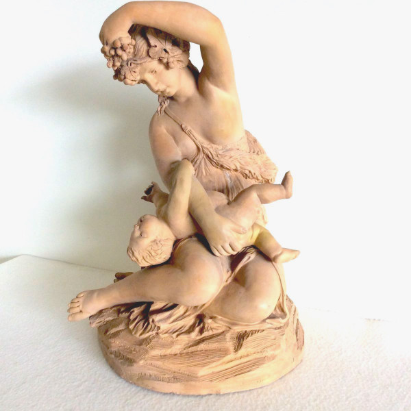 Terracotta sculpture, Woman with child - French work Late 19th C