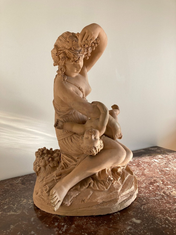 Terracotta sculpture, Woman with child - French work Late 19th C