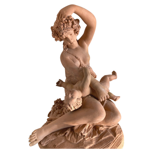 Terracotta sculpture, Woman with child - French work Late 19th C