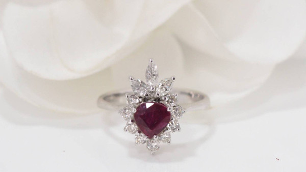 Entourage Ring In White Gold, Ruby And Diamonds