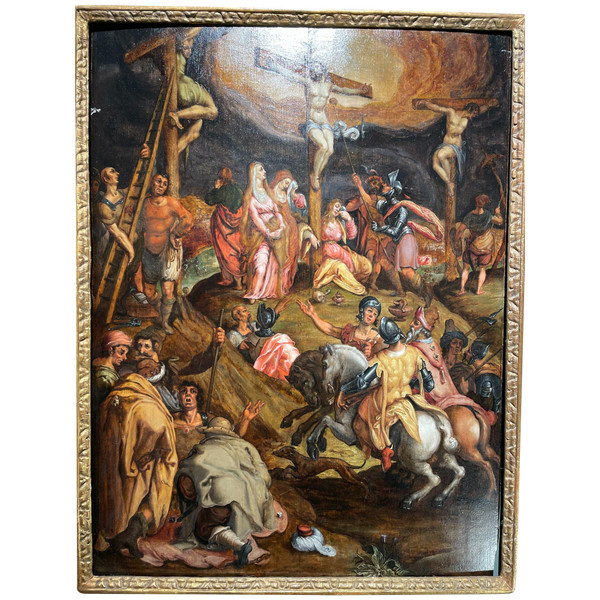 Religious Painting - The Crucifixion - Dutch School Circa 1600