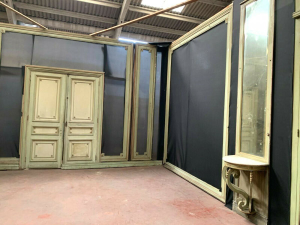 Louis XVI Style Woodwork In Patinated Wood Separation Doors 19th Century