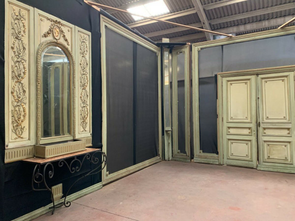 Louis XVI Style Woodwork In Patinated Wood Separation Doors 19th Century