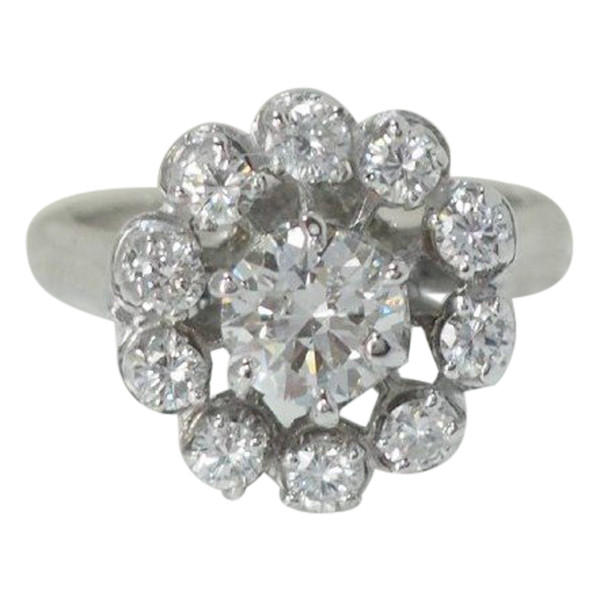 Bague Marguerite En Or Blanc Et Diamants