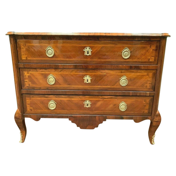 Commode Transition En Palissandre Et Incrustation d'Un Filet De Bois Clair XVIII