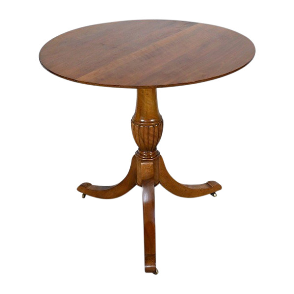 Tripod Pedestal Table in Solid Walnut, Restoration Period - Early 19th Century