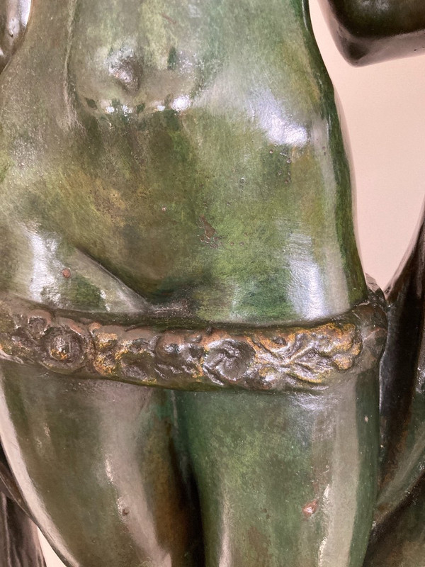 Sculpture De Femme En Bronze, Signée De Marcel Rau (belgique)