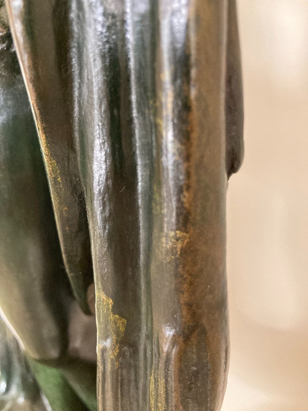 Sculpture De Femme En Bronze, Signée De Marcel Rau (belgique)