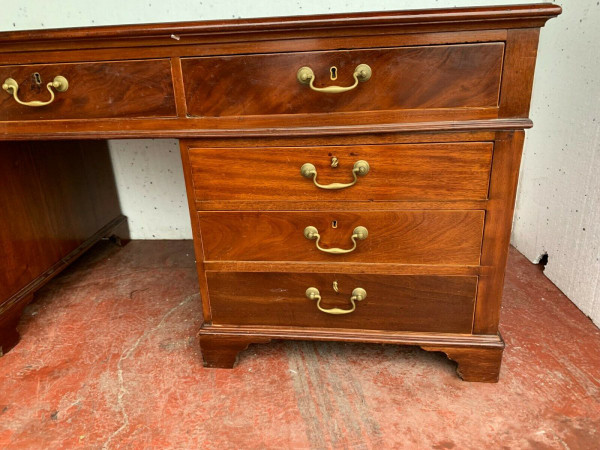 Mahogany And Mahogany Veneer Regency Style Flat Desk Pedestal Desk