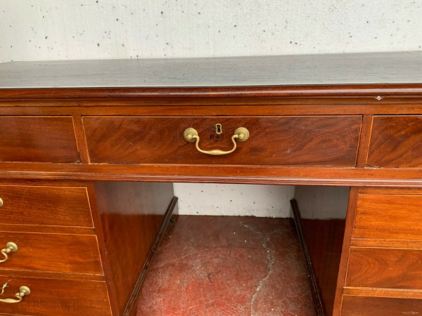 Mahogany And Mahogany Veneer Regency Style Flat Desk Pedestal Desk