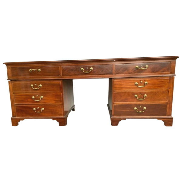 Mahogany And Mahogany Veneer Regency Style Flat Desk Pedestal Desk