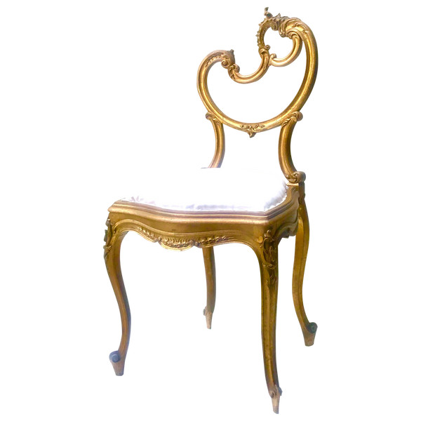 Chaise de style Louis XV Rocaille en bois doré 