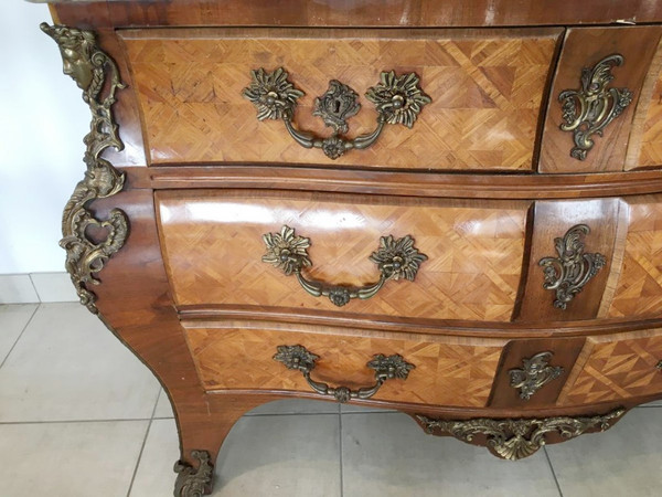 Louis XIV Style Commode In Marquetry And Bronze