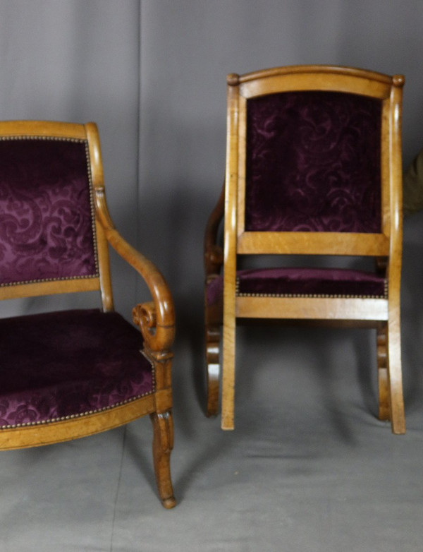 Charles X Armchairs In Speckled Maple