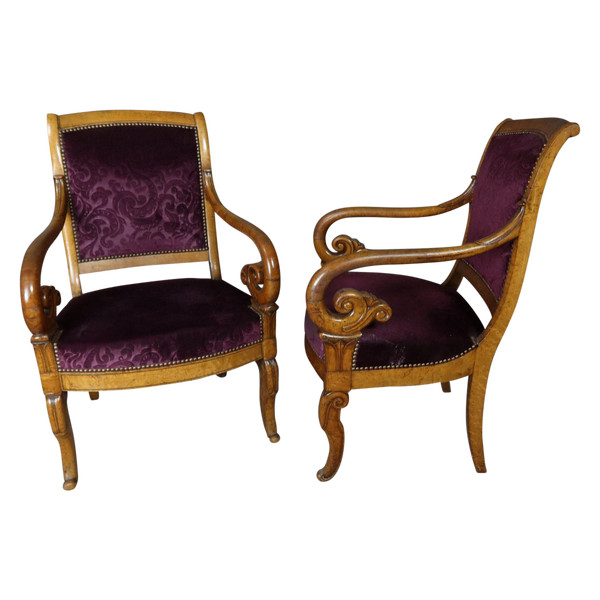 Charles X Armchairs In Speckled Maple